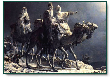 The faith that drew wise men from the East to seek the new-born King lives on in Following the Star. Careful studies from life enabled the artist to capture the innate dignity and majesty of these "ships of the desert," so right for their desert home. Click the image to visit the artist's website.